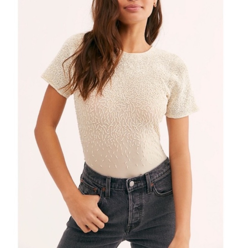 Free People Beaded Bridal Bodysuit